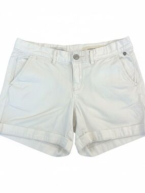 Anthropologie White Rolled-Hem Cotton Shorts